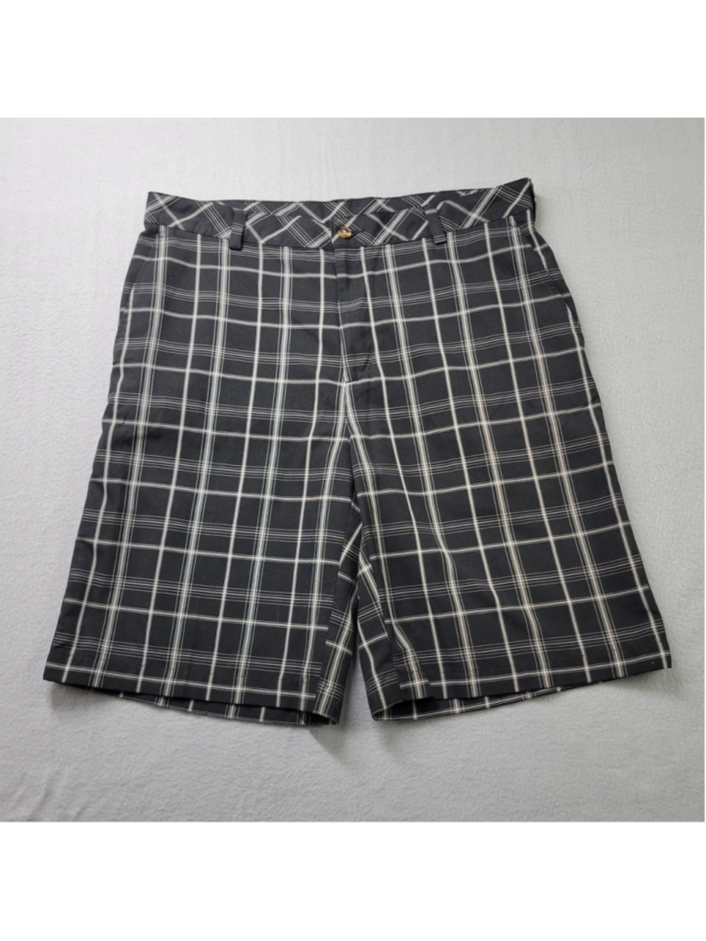 Ping Shorts Men Size 34 Black Plaid Polyester Flat Front Golf